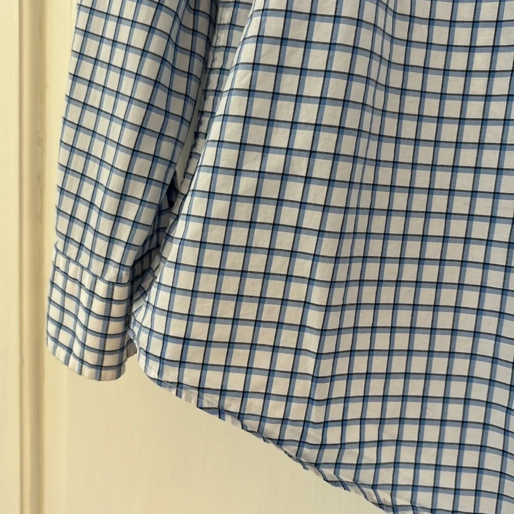 POLO RALPH LAUREN Mens Blue White Black Plaid Button Down Shirt Size Large Twill